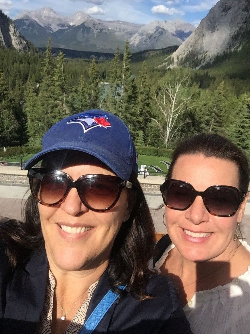Adrianne Pieczonka with her wife, Laura Tucker, in Banff, Alberta